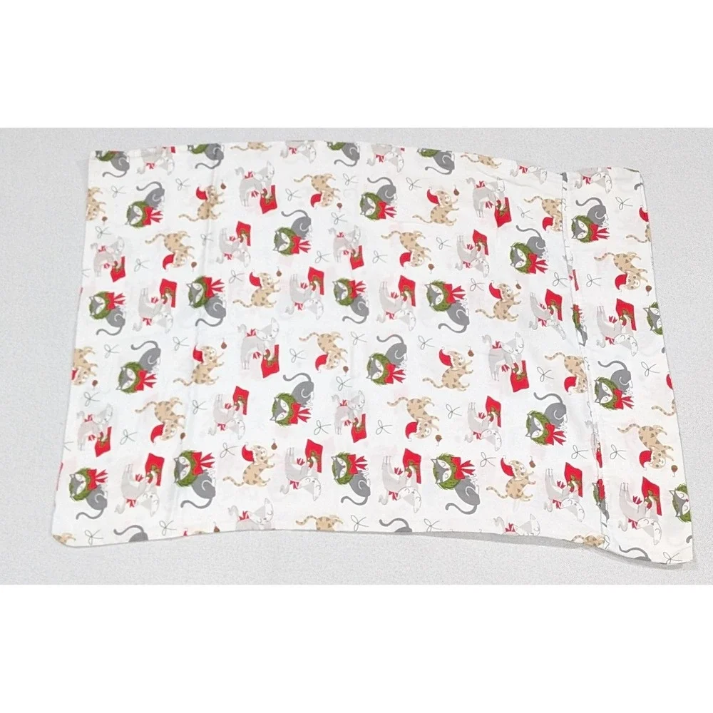 Pillowcase Set Unisex Standard White Excellent Christmas Cat Print
